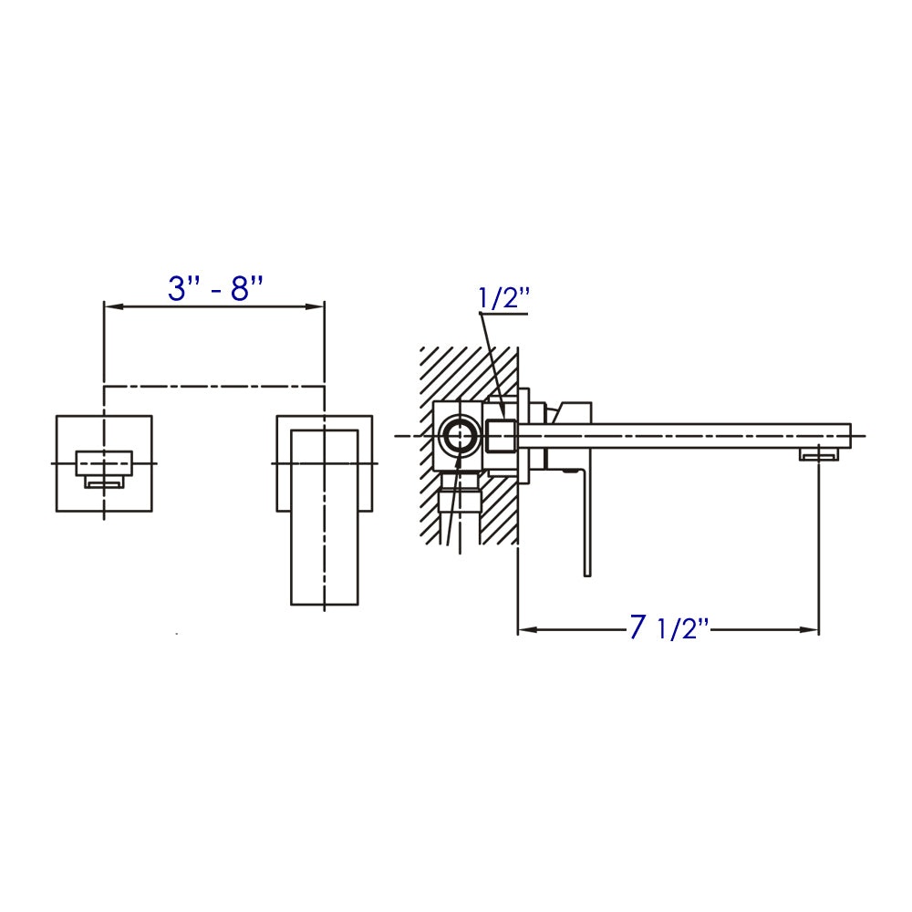 ALFI Brushed Nickel Single Lever Wallmount Bathroom Faucet, AB1468-BN