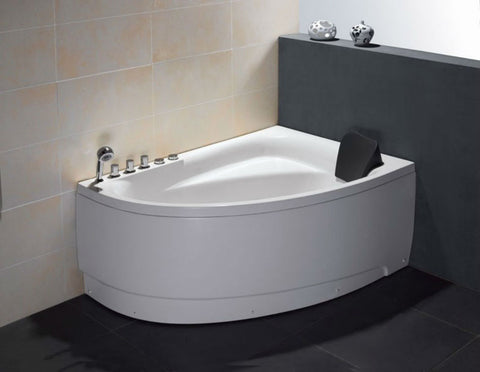 Eago 59" Acrylic Corner Neo-angle Round Bathtub, White, AM161-L