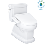 TOTO WASHLET+ Eco Guinevere Elongated 1.28 GPF Universal Height Toilet with C2 Bidet Seat, Cotton White, Vitreous China|Plastic, MW9743074CEFG#01