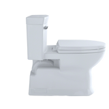 TOTO Eco Soire One Piece Elongated 1.28 GPF Universal Height Skirted Toilet with CEFIONTECT, Cotton White, Vitreous China, MS964214CEFG#01