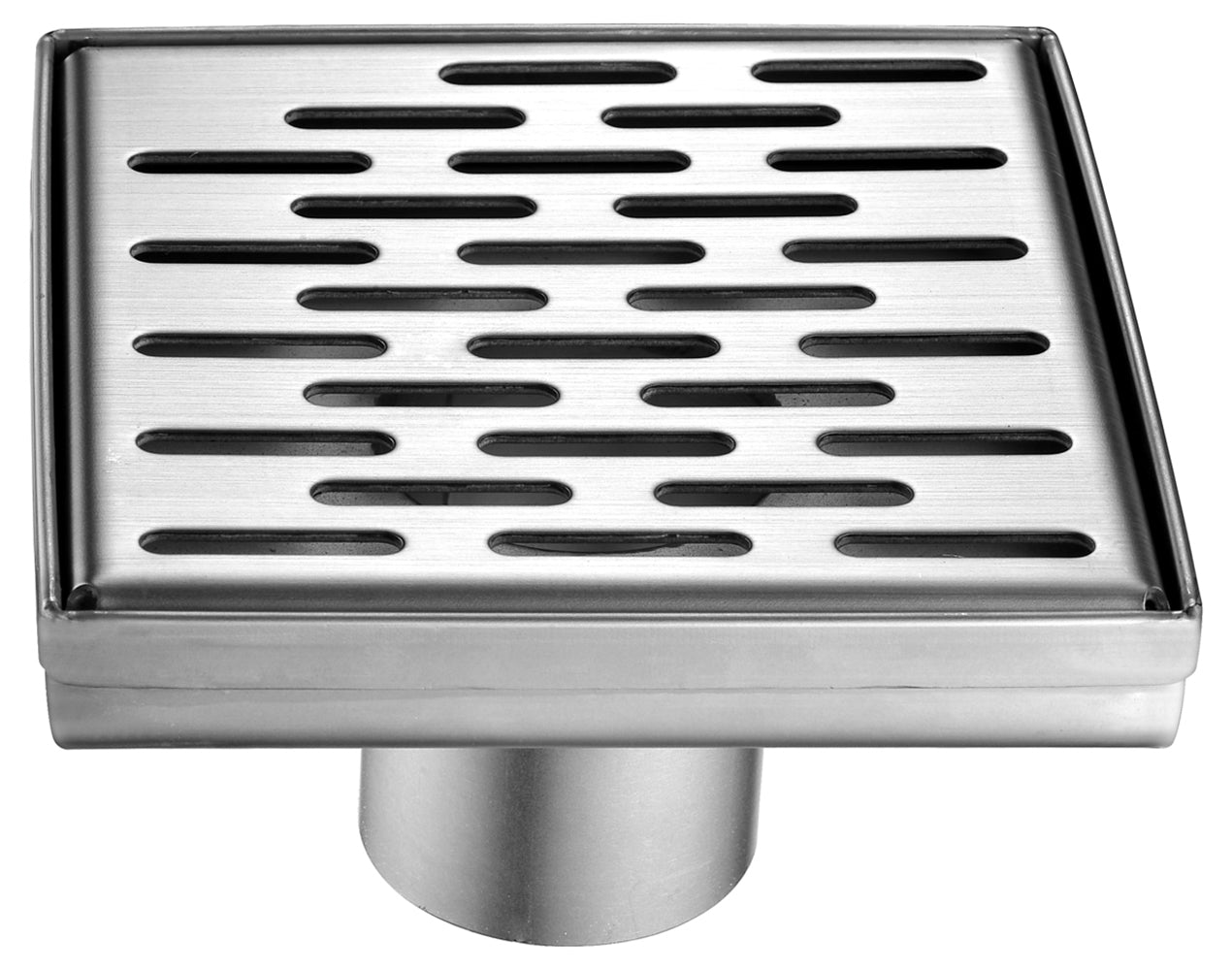 ALFI brand ABSD55C 5" x 5" Modern Square Stainless Steel Shower Drain with Groove Holes, ABSD55C-BSS