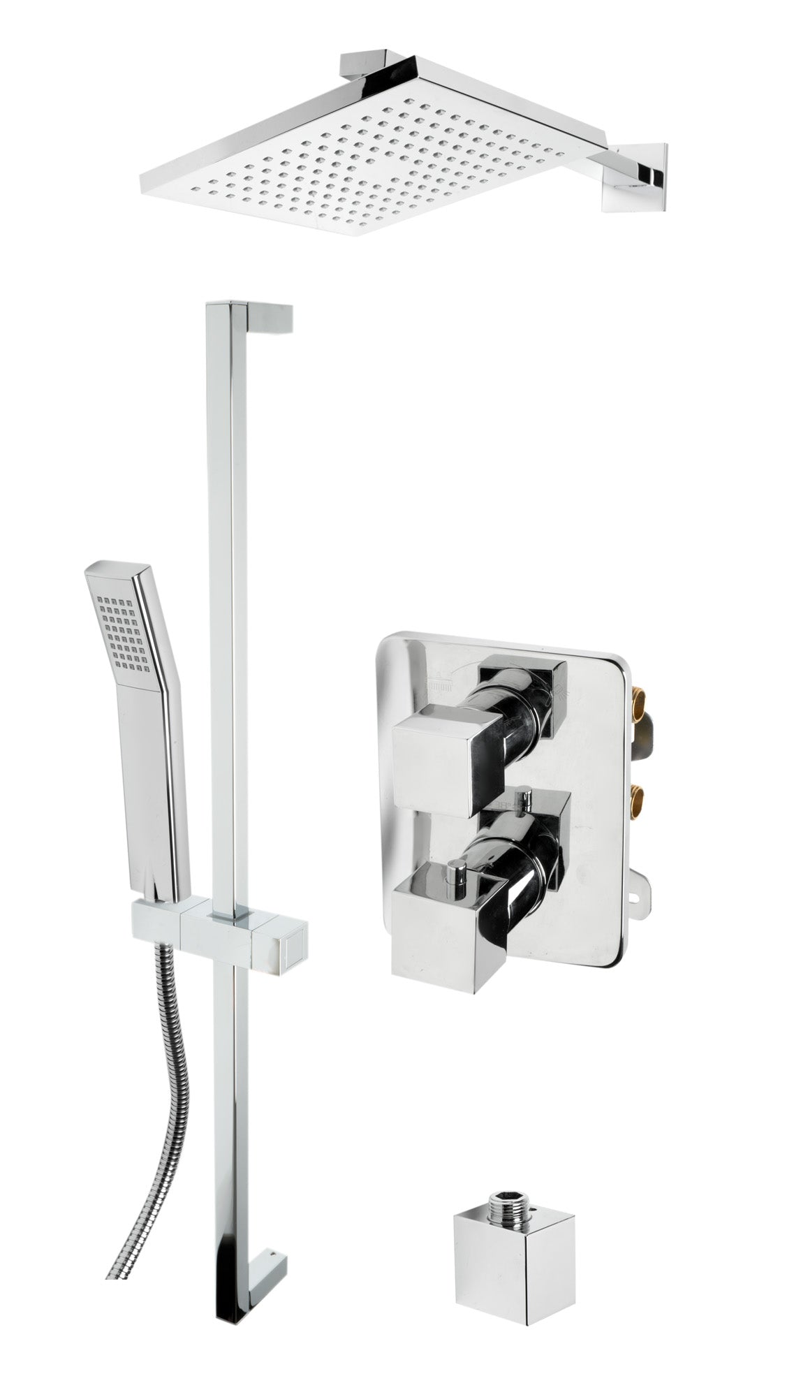 ALFI brand AB2830-PC Polished Chrome 2 Way Thermostatic Square Shower Set, Brass