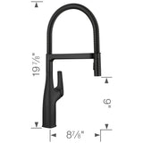 Blanco Rivana Semi-Pro Pull-Down Dual-Spray Kitchen Faucet, Matte Black, 1.5 GPM, Brass, 443019