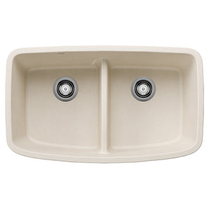 Alternate Image for Blanco Valea 32" Undermount Silgranit Kitchen Sink, 50/50 Double Bowl, Soft White, No Faucet Hole, 443089