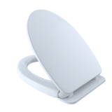 TOTO SoftClose Non Slamming, Slow Close Elongated Toilet Seat and Lid, Cotton White, Plastic, SS124#01