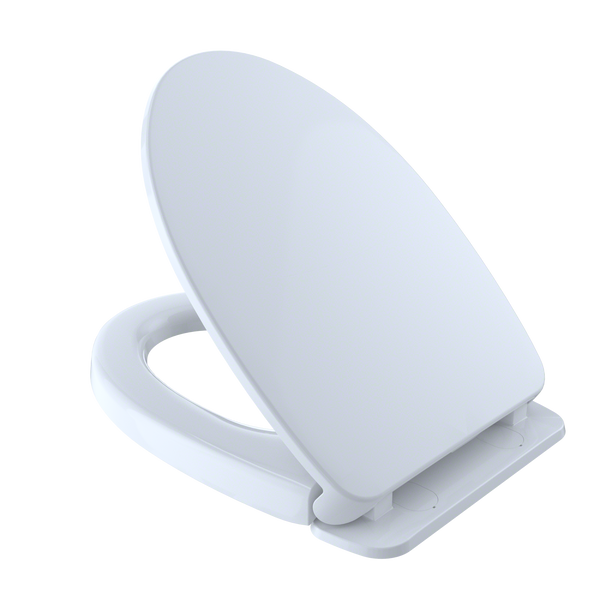 TOTO SoftClose Non Slamming, Slow Close Elongated Toilet Seat and Lid, Cotton White, Plastic, SS124#01