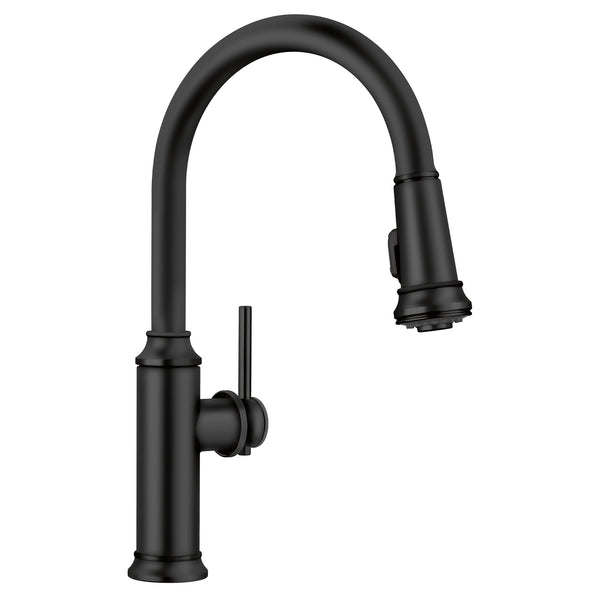 Blanco Empressa High Arc Pull-Down Dual-Spray Kitchen Faucet, Matte Black, 1.5 GPM, Brass, 443023