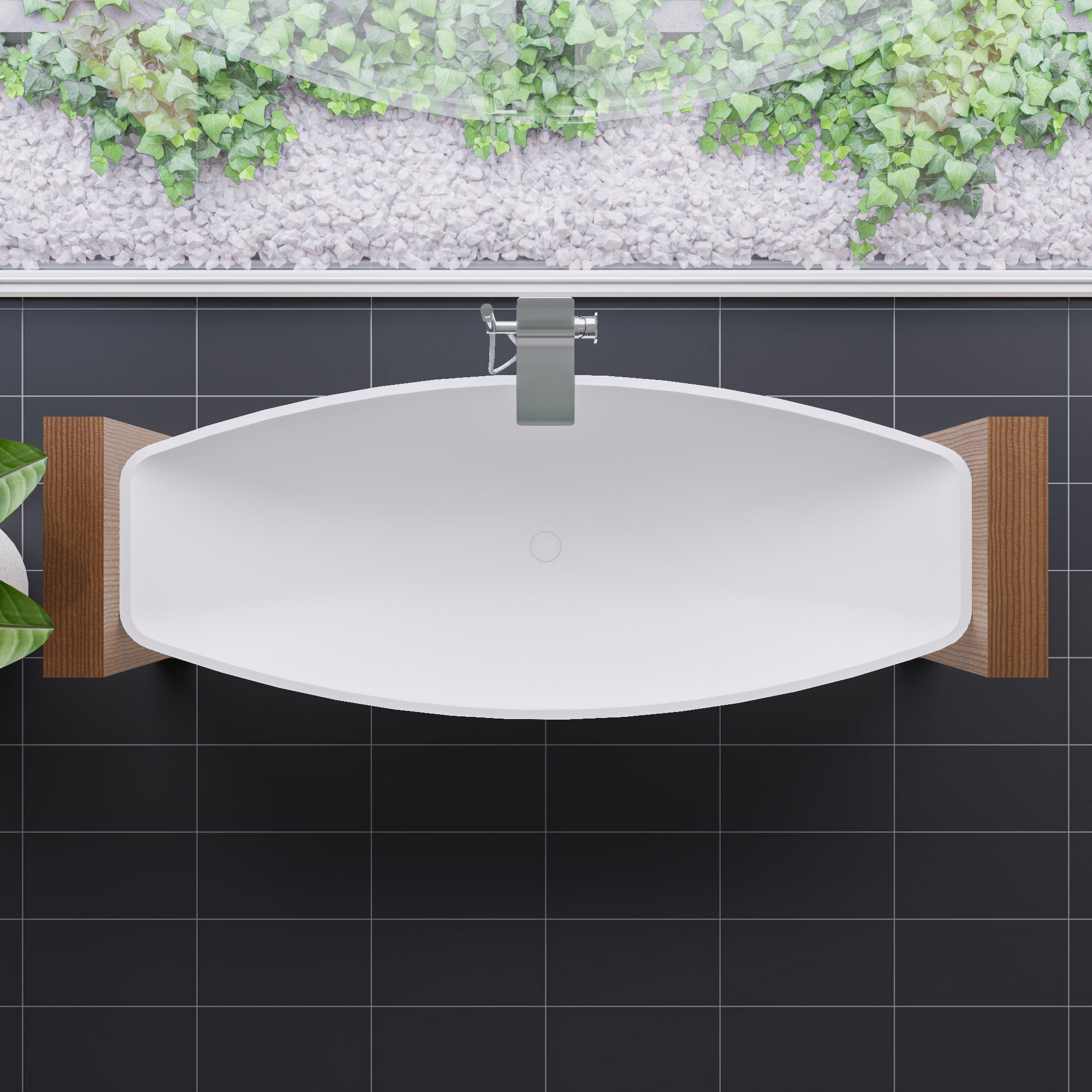 ALFI brand 79" Acrylic Wall Mount Oval Bathtub, White Matte, HammockTub1-WM