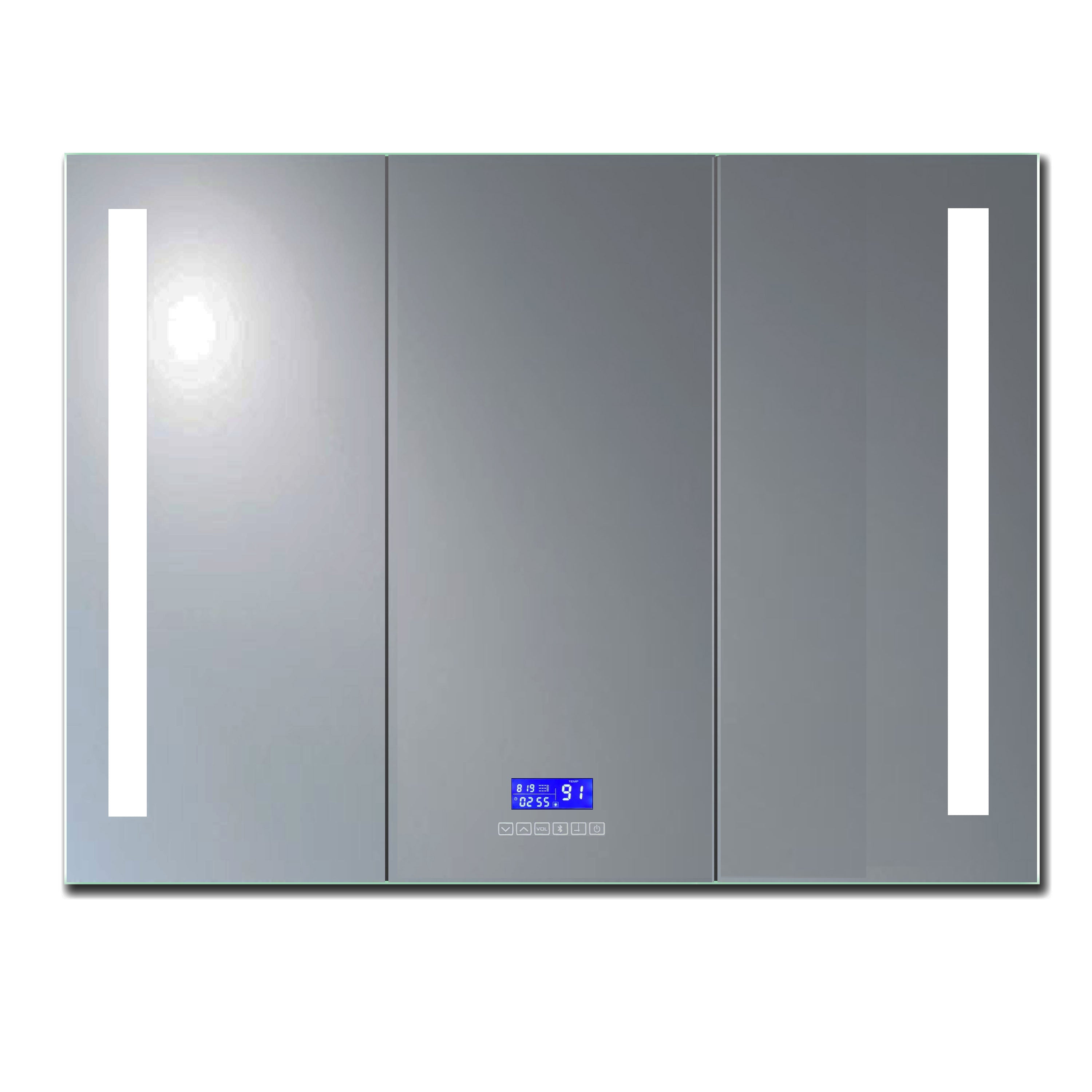 ALFI brand ABMC4228BT 42" x 28" Triple Door LED Light Bluetooth Medicine Cabinet, Aluminum, Gray