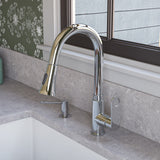 ALFI brand 1.8 GPM Lever Gooseneck Spout Touch Kitchen Faucet, Modern, Gray, Pull Down, Polished Chrome, ABKF3480-PC