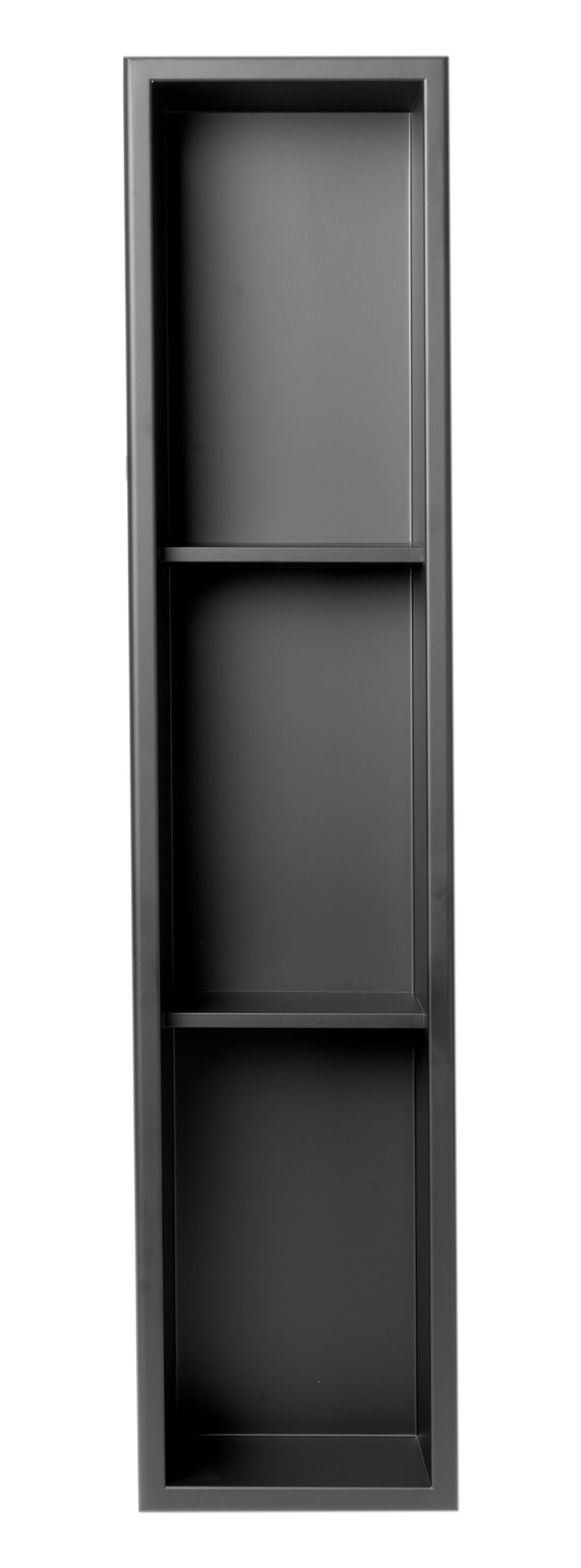 ALFI brand ABNC0836-BLA 8" x 36" Black Matte Stainless Steel Vertical Triple Shelf Bath Shower Niche, 20 Gauge