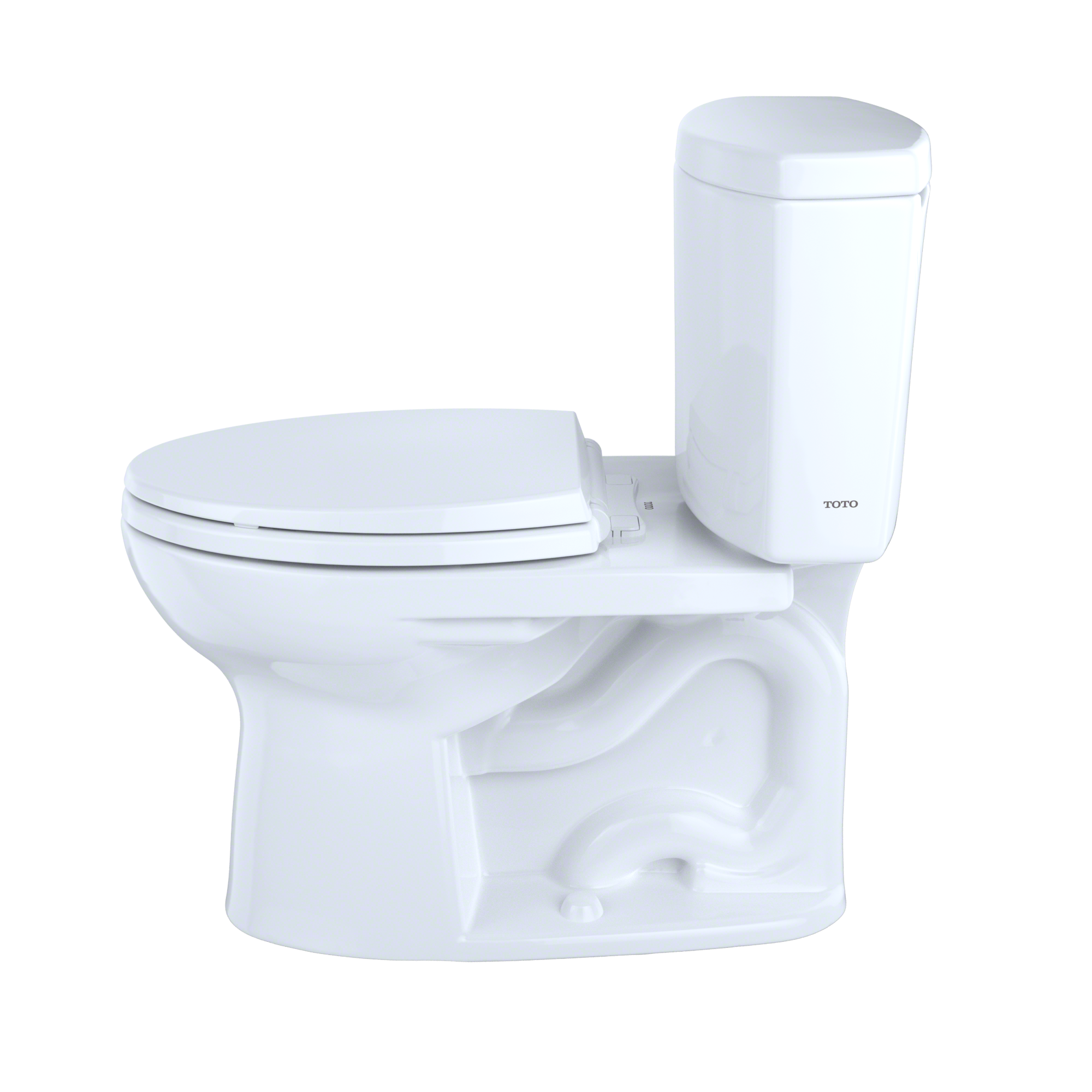TOTO Drake II Two-Piece Elongated 1.28 GPF Universal Height Toilet with CEFIONTECT and Right-Hand Trip Lever, Cotton White, Vitreous China, CST454CEFRG#01