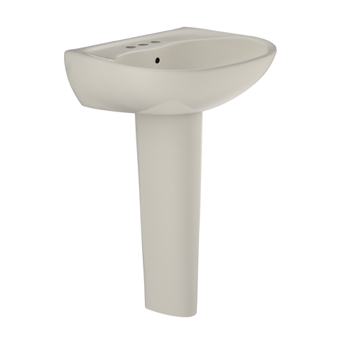 TOTO Supreme Oval Basin Pedestal Bathroom Sink with CeFiONtect for 4 Inch Center Faucets, Sedona Beige, Vitreous China, LPT241.4G#12