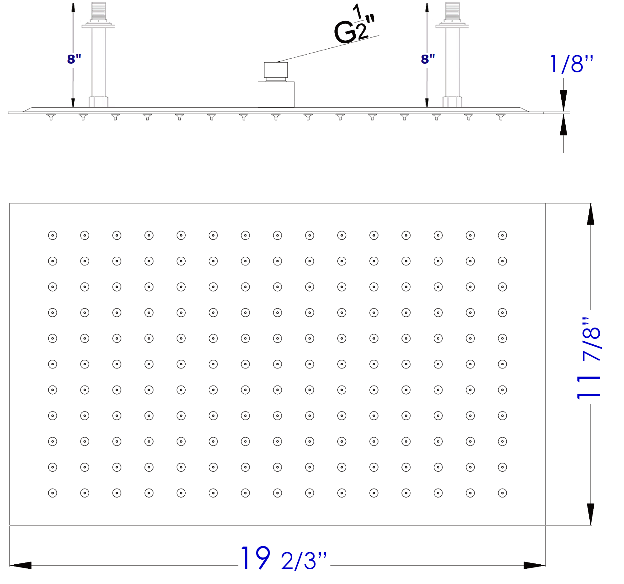 Alternative View of ALFI brand RAIN2012-BSS 20" Rectangular Brushed Solid Stainless Steel Ultra Thin Rain Shower Head