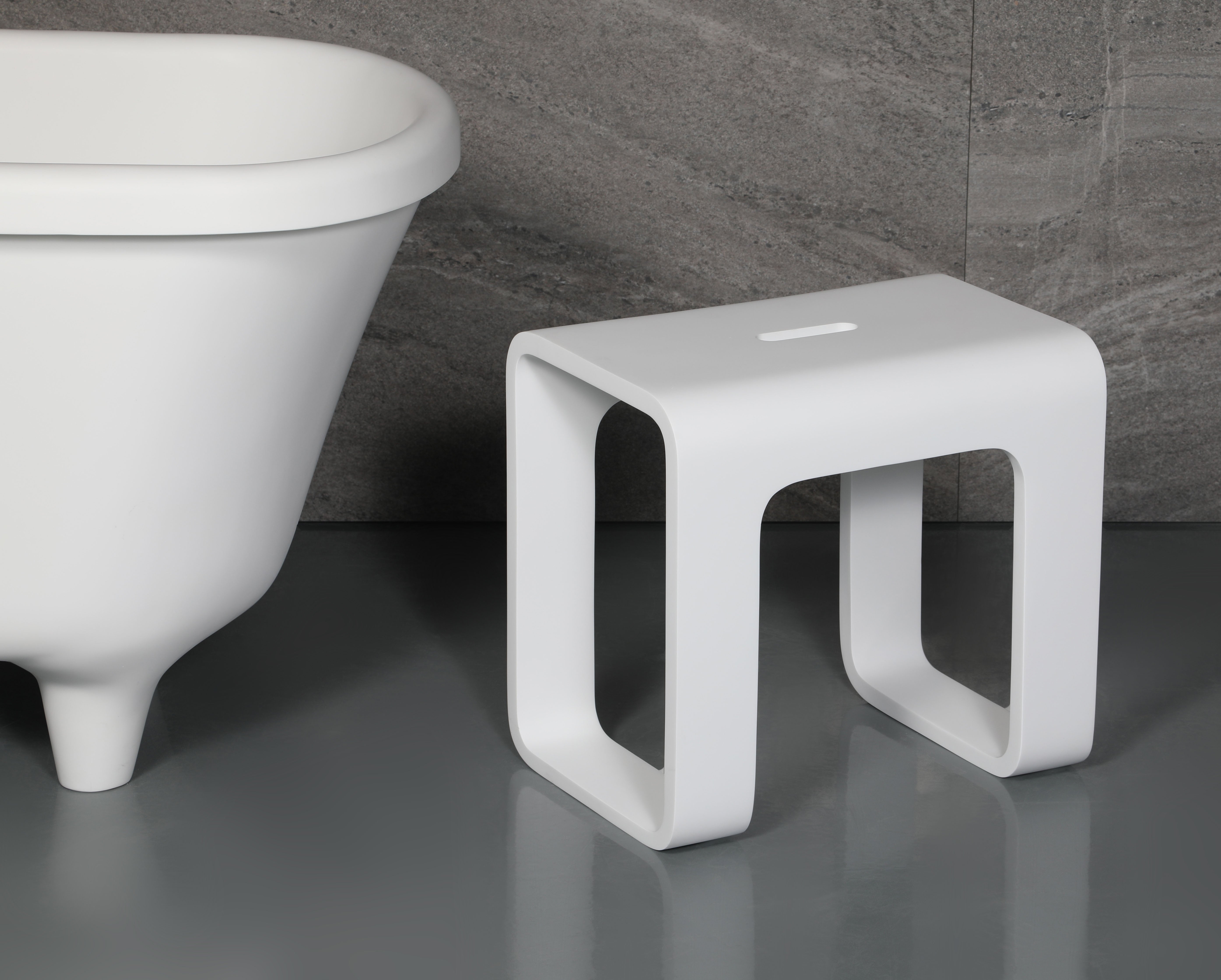 ALFI brand ABST99 White Matte Solid Surface Resin Bathroom / Shower Stool