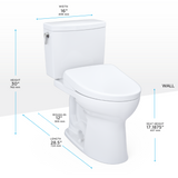 TOTO WASHLET+ Drake II 1G Two-Piece Elongated 1.0 GPF Toilet with Auto Flush WASHLET+ S7A Contemporary Bidet Seat, Cotton White, Vitreous China|Plastic, MW4544736CUFGA#01