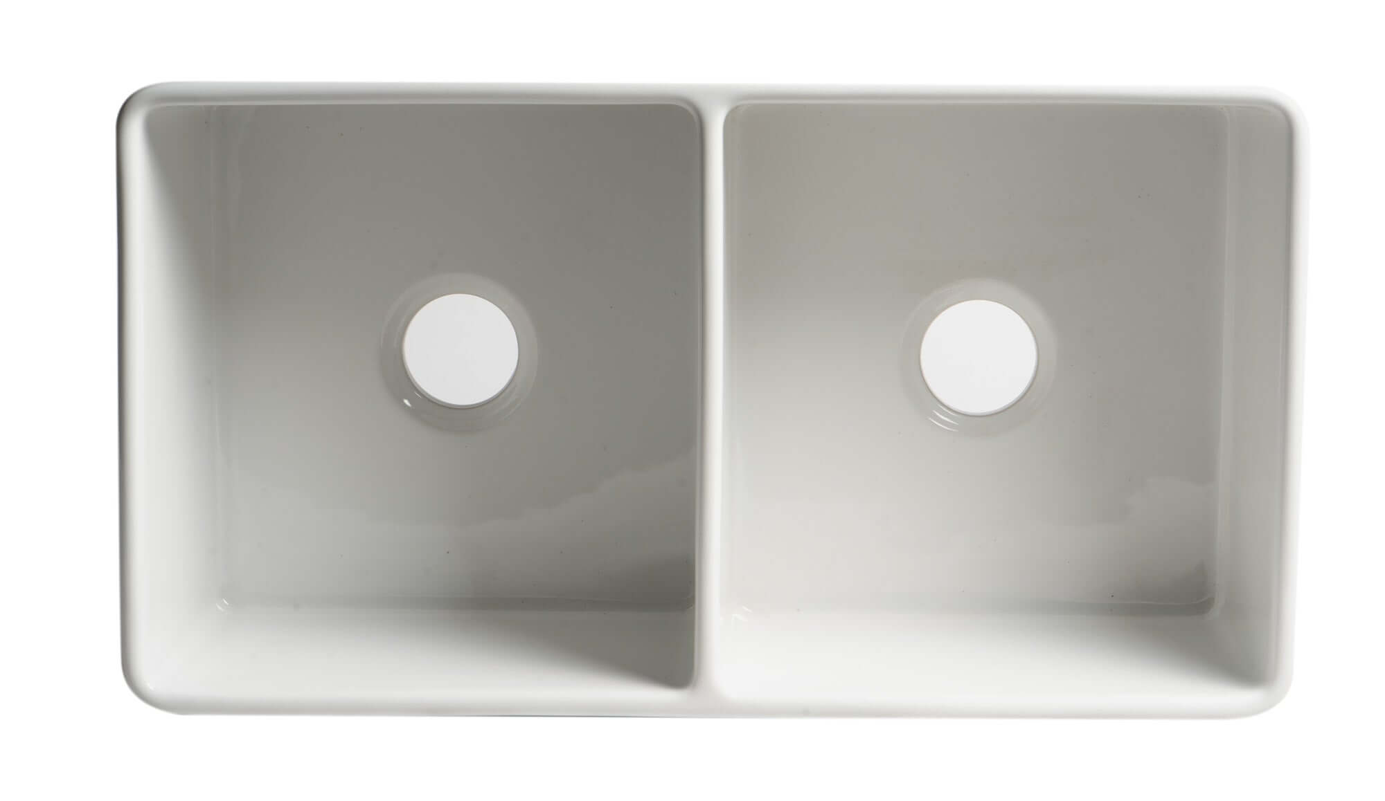 ALFI brand 33" Fireclay Farmhouse Sink, 50/50 Double Bowl, White, No Faucet Hole, ABF3318D-W