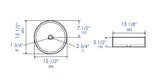 ALFI brand 15.5" x 15.5" Round Above Mount Porcelain Bathroom Sink, White, No Faucet Hole, ABC907-W