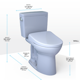 TOTO Drake WASHLET+ Two-Piece Elongated 1.28 GPF Universal Height TORNADO FLUSH Toilet and S7A Contemporary Bidet Seat with Auto Flush, 10 Inch Rough-In, Cotton White, Vitreous China|Plastic, MW7764736CEFGA.10#01