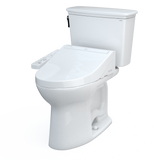 TOTO Drake Transitional WASHLET+ Two-Piece Elongated 1.28 GPF Universal Height TORNADO FLUSH Toilet with C2 Bidet Seat, Cotton White, Vitreous China, MW7863074CEFG.10#01