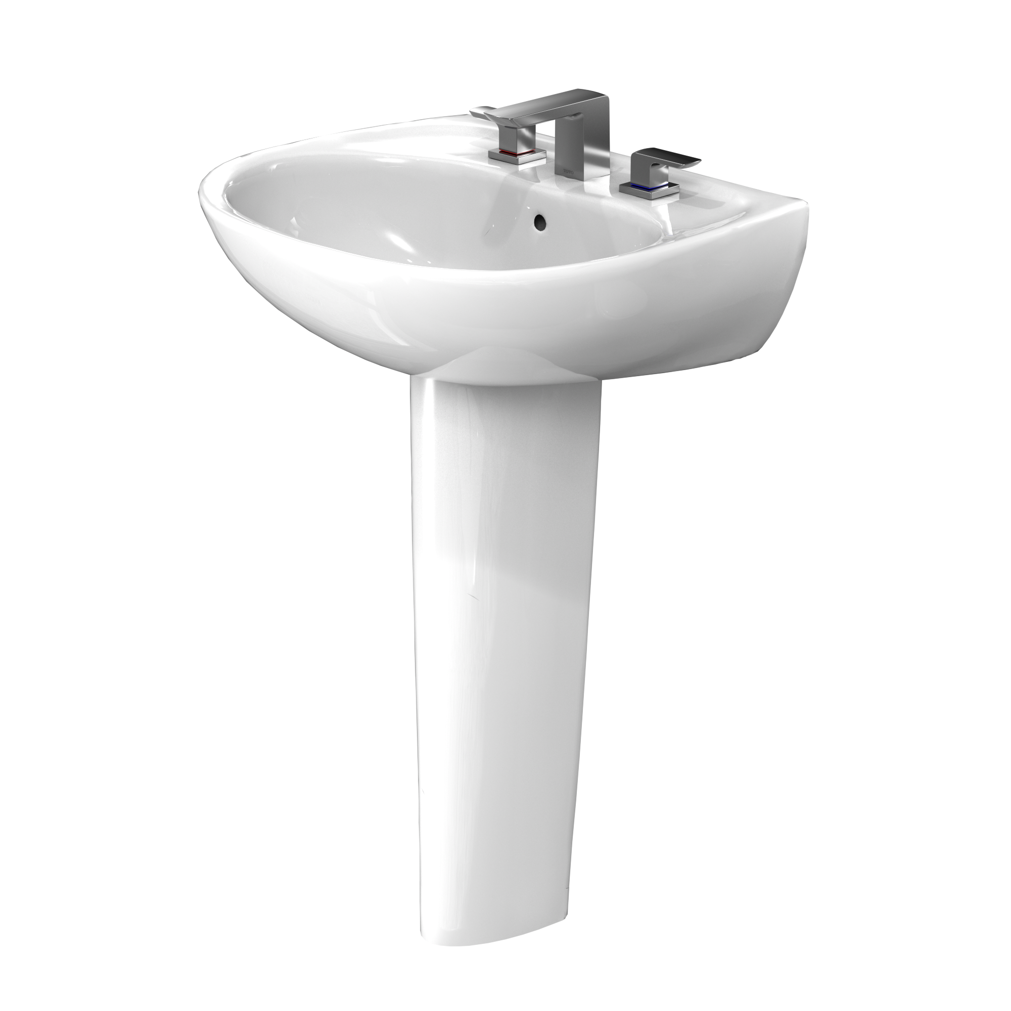 TOTO Supreme Oval Basin Pedestal Bathroom Sink with CEFIONTECT for 8 Inch Center Faucets, Cotton White, Vitreous China, LPT241.8G#01