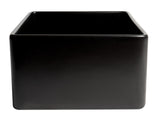 ALFI brand 24" Fireclay Farmhouse Sink, Black Matte, No Faucet Hole, ABF2418-BM