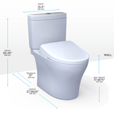 TOTO WASHLET+ Aquia IV Two-Piece Elongated Dual Flush 1.28 and 0.9 GPF Toilet with S7A Contemporary Bidet Seat, Cotton White, Vitreous China|Plastic, MW4464736CEMFGN#01