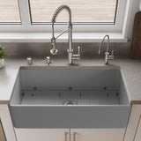 ALFI brand 36" Fireclay Farmhouse Sink, Gray Matte, No Faucet Hole, ABF3618-GM