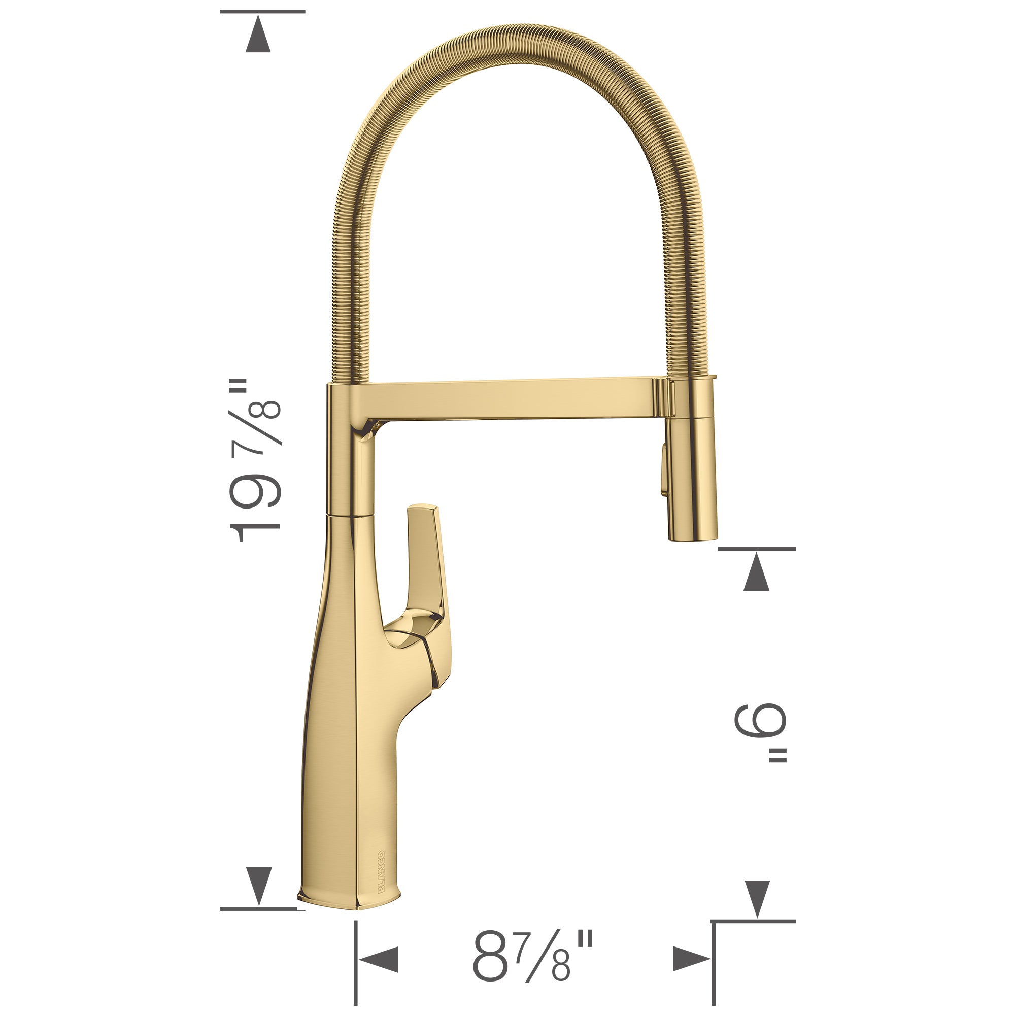 Blanco Rivana Semi-Pro Pull-Down Dual-Spray Kitchen Faucet, Satin Gold, 1.5 GPM, Brass, 442984