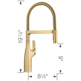 Blanco Rivana Semi-Pro Pull-Down Dual-Spray Kitchen Faucet, Satin Gold, 1.5 GPM, Brass, 442984