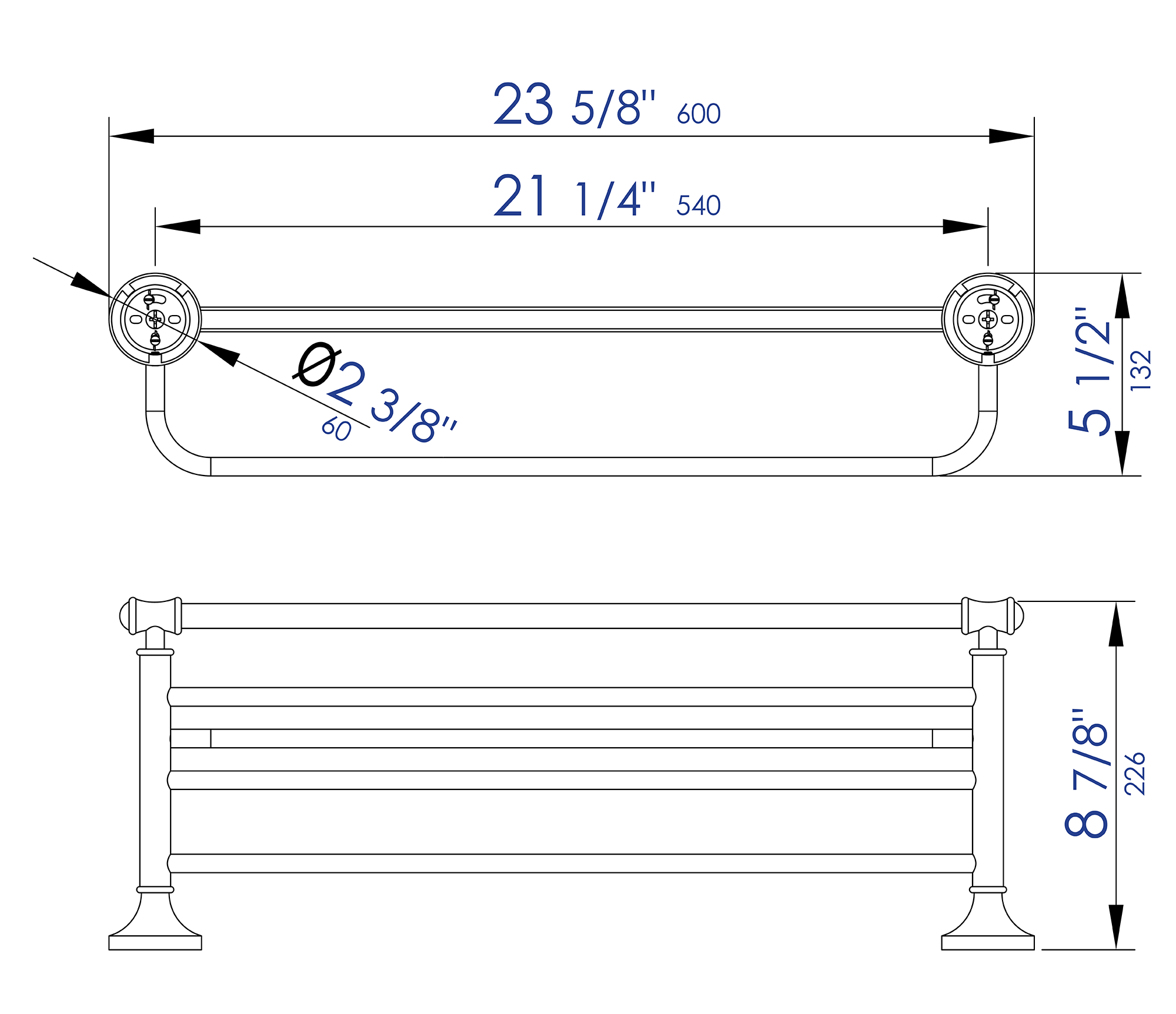 Alternative View of ALFI brand AB9583 Polished Chrome 23 inch Towel Bar & Shelf Bathroom Accessory, Brass