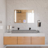 ALFI brand 48" x 18" Rectangle Above Mount or Semi Recessed Concrete Bathroom Sink, Gray Matte, No Faucet Hole, ABCO48TR
