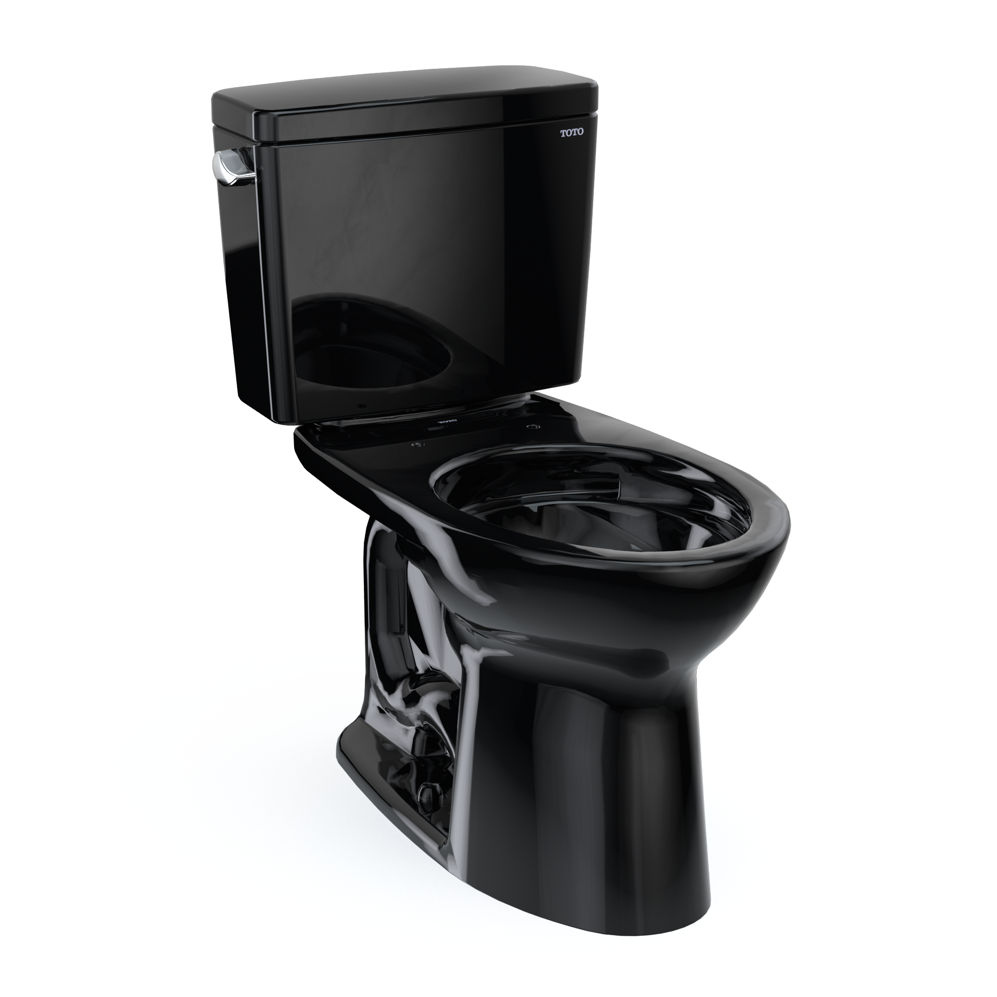 TOTO Drake Two-Piece Elongated 1.6 GPF Universal Height TORNADO FLUSH Toilet, Ebony, Vitreous China, CST776CSF#51