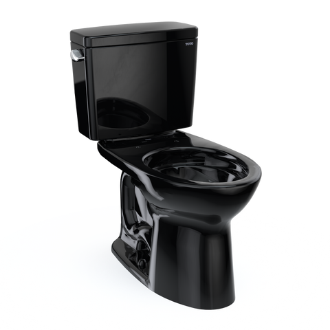 TOTO Drake Two-Piece Elongated 1.6 GPF Universal Height TORNADO FLUSH Toilet, Ebony, Vitreous China, CST776CSF#51