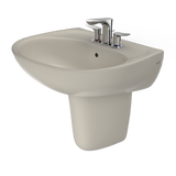 TOTO Supreme Oval Wall-Mount Bathroom Sink with CEFIONTECT and Shroud for 4 Inch Center Faucets, Bone, Vitreous China, LHT241.4G#03