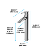 TOTO Brass, TLS01307U#CP LB Series 1.2 GPM Single Handle Bathroom Faucet for Vessel Sink with Drain Assembly, Polished Chrome