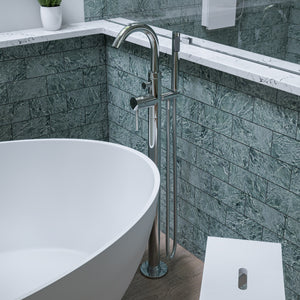 Alternate Image for ALFI brand Brass, AB2534-PC Polished Chrome Single Lever Floor Mounted Tub Filler Mixer w Hand Held Shower Head