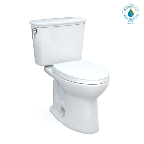 TOTO Drake Transitional Two-Piece Elongated 1.28 GPF Universal Height TORNADO FLUSH  Toilet with 10 Inch Rough-In, CEFIONTECT, and SoftClose Seat, WASHLET+ Ready, Cotton White, Vitreous China, MS786124CEFG.10#01