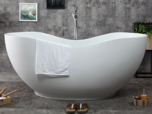 Alternate Image for ALFI brand 66" Solid Surface Smooth Resin Free Standing Oval Soaking Bathtub, White Matte, AB9949