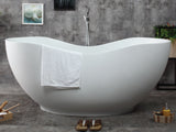 ALFI brand 66" Solid Surface Smooth Resin Free Standing Oval Soaking Bathtub, White Matte, AB9949