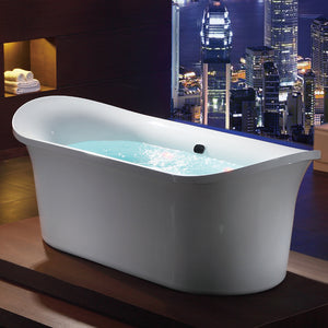 Alternate Image for Eago 75" Acrylic Free Standing Oval Air Bubble Bathtub, White, AM1900