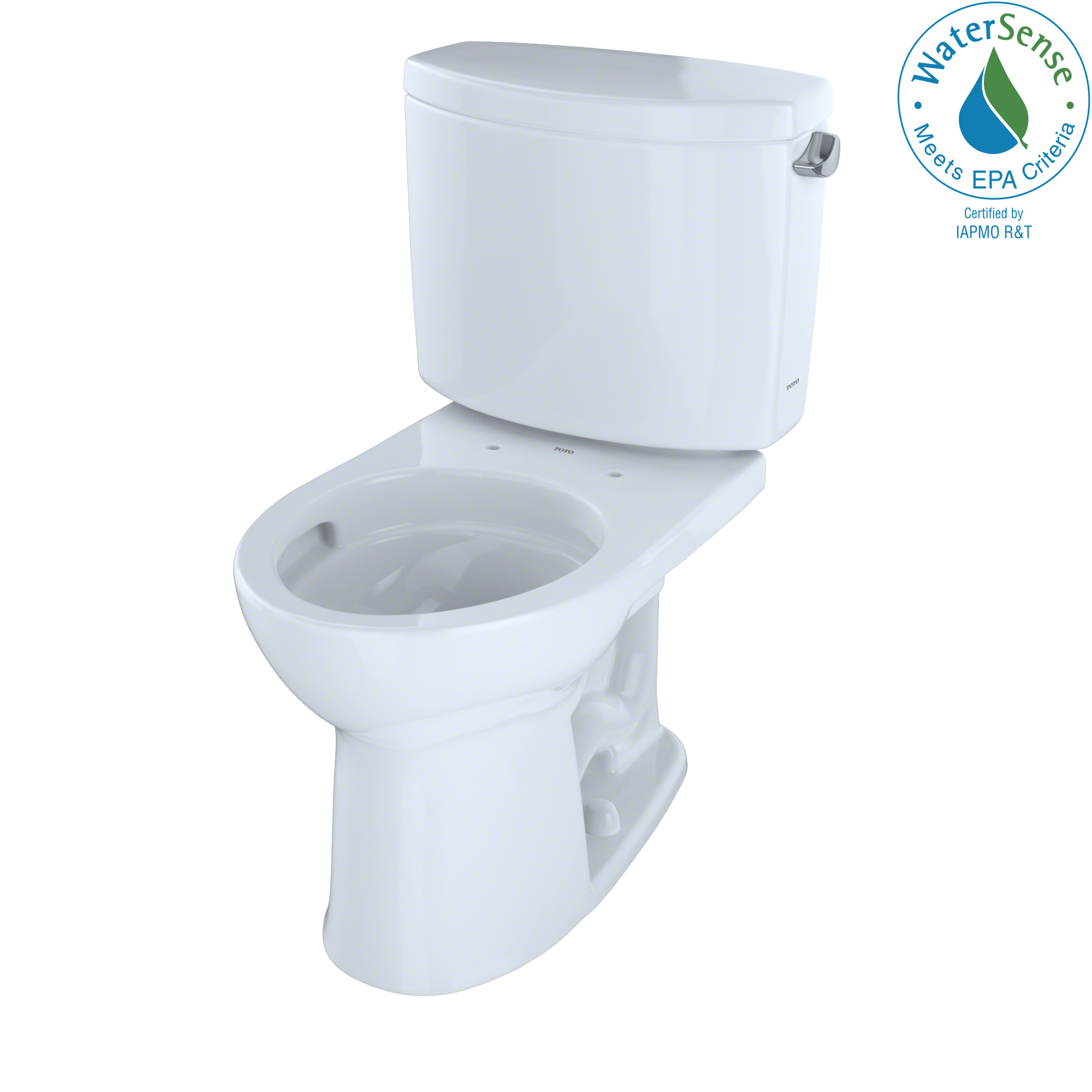 TOTO Drake II Two-Piece Round 1.28 GPF Universal Height Toilet with CEFIONTECT and Right-Hand Trip Lever, Cotton White, Vitreous China, CST453CEFRG#01