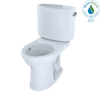 TOTO Drake II Two-Piece Round 1.28 GPF Universal Height Toilet with CEFIONTECT and Right-Hand Trip Lever, Cotton White, Vitreous China, CST453CEFRG#01