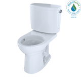 TOTO Drake II Two-Piece Round 1.28 GPF Universal Height Toilet with CEFIONTECT and Right-Hand Trip Lever, Cotton White, Vitreous China, CST453CEFRG#01