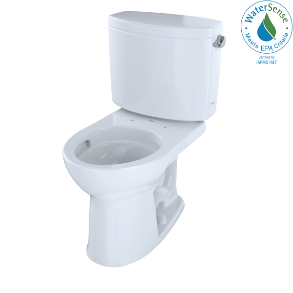 TOTO Drake II Two-Piece Round 1.28 GPF Universal Height Toilet with CEFIONTECT and Right-Hand Trip Lever, Cotton White, Vitreous China, CST453CEFRG#01