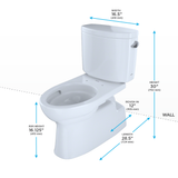 TOTO Vespin II Two-Piece Elongated 1.28 GPF Universal Height Skirted Toilet with CEFIONTECT and Right-Hand Trip Lever, Cotton White, Vitreous China, CST474CEFRG#01