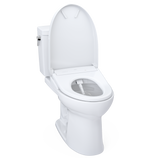 TOTO WASHLET+ Drake II 1G Two-Piece Elongated 1.0 GPF Toilet and WASHLET+ S7A Contemporary Bidet Seat, Cotton White, Vitreous China|Plastic, MW4544736CUFG#01