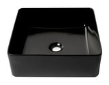 ALFI brand 15.13" x 15.13" Square Above Mount Porcelain Bathroom Sink, Black Matte, No Faucet Hole, ABC903-BM