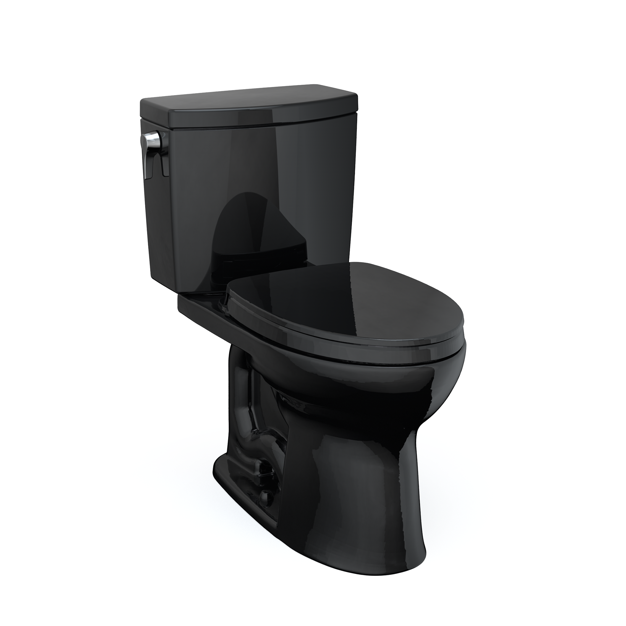 TOTO Drake II 1G Two-Piece Elongated 1.0 GPF Universal Height Toilet with SS124 SoftClose Seat, WASHLET+ Ready, Ebony, Vitreous China|Plastic, MS454124CUF#51