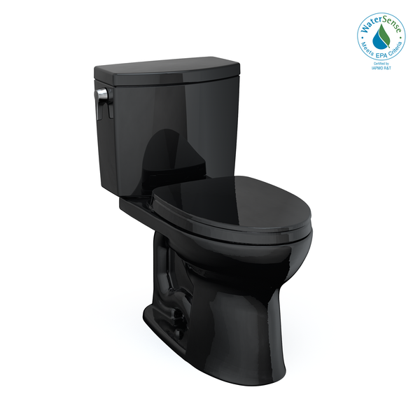 TOTO Drake II 1G Two-Piece Elongated 1.0 GPF Universal Height Toilet with SS124 SoftClose Seat, WASHLET+ Ready, Ebony, Vitreous China|Plastic, MS454124CUF#51